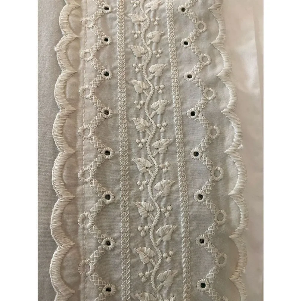 jcpenney beige Embroidered Eyelet Lace king flat sheet cotton blend